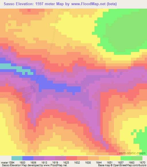 Sasso,Angola Elevation Map