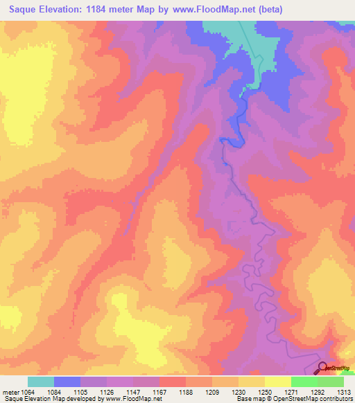Saque,Angola Elevation Map