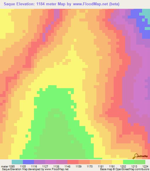 Saque,Angola Elevation Map