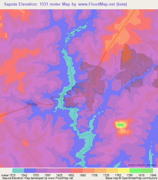 Saputa,Angola Elevation Map