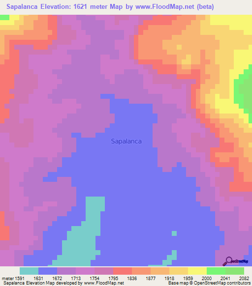 Sapalanca,Angola Elevation Map