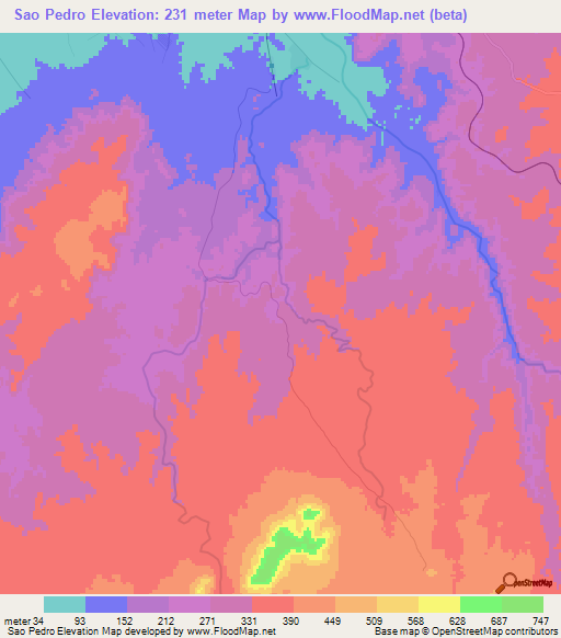Sao Pedro,Angola Elevation Map