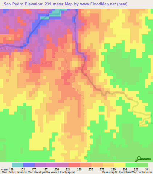 Sao Pedro,Angola Elevation Map