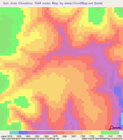 Sao Jose,Angola Elevation Map