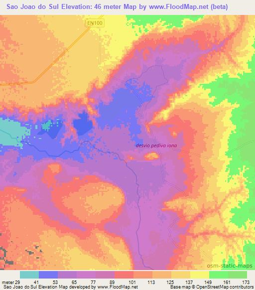 Sao Joao do Sul,Angola Elevation Map