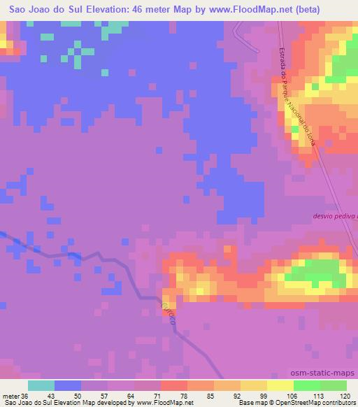 Sao Joao do Sul,Angola Elevation Map