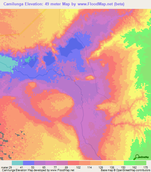 Camilunga,Angola Elevation Map