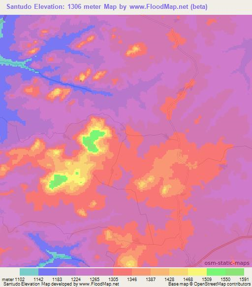 Santudo,Angola Elevation Map