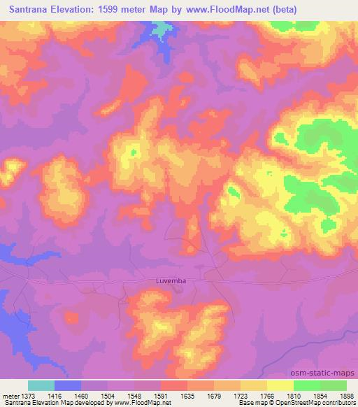 Santrana,Angola Elevation Map