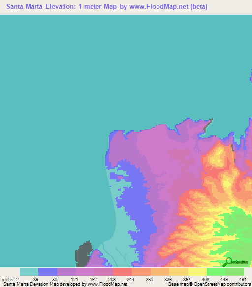 Santa Marta,Angola Elevation Map
