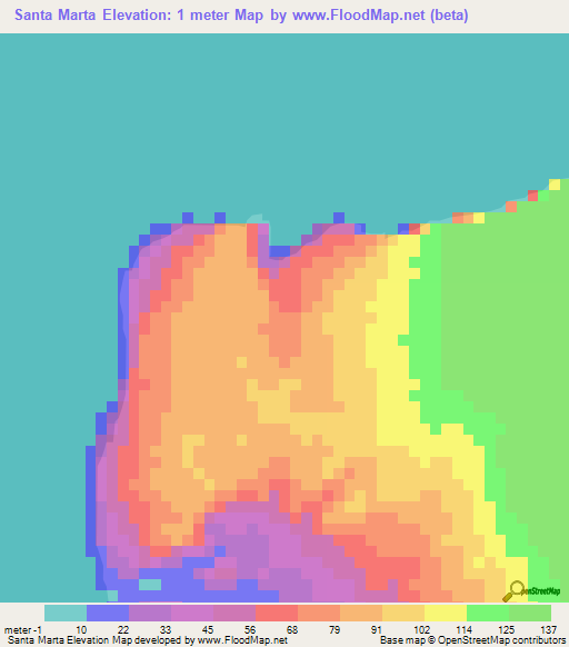 Santa Marta,Angola Elevation Map