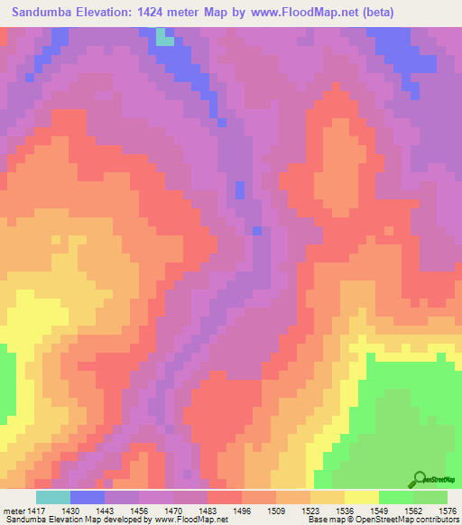 Sandumba,Angola Elevation Map