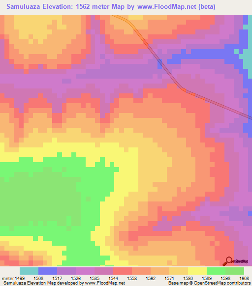 Samuluaza,Angola Elevation Map