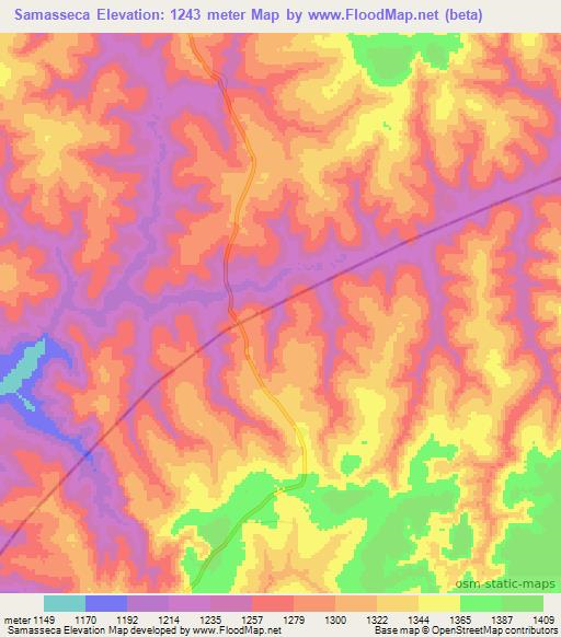 Samasseca,Angola Elevation Map