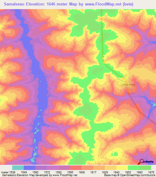 Samalesso,Angola Elevation Map