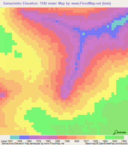 Samacimbo,Angola Elevation Map