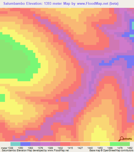 Salumbambo,Angola Elevation Map