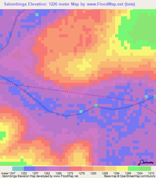 Salombinga,Angola Elevation Map