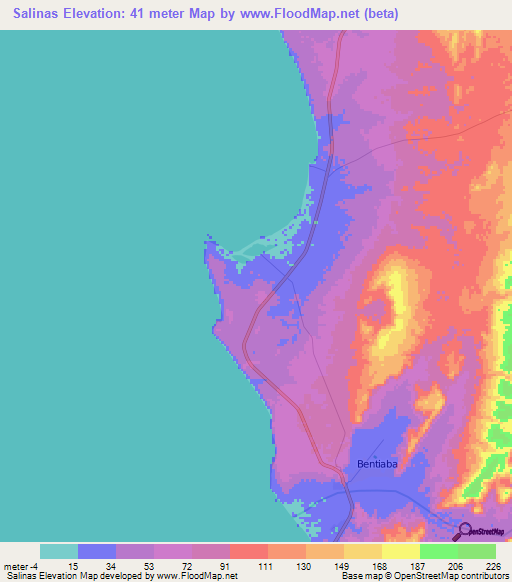 Salinas,Angola Elevation Map