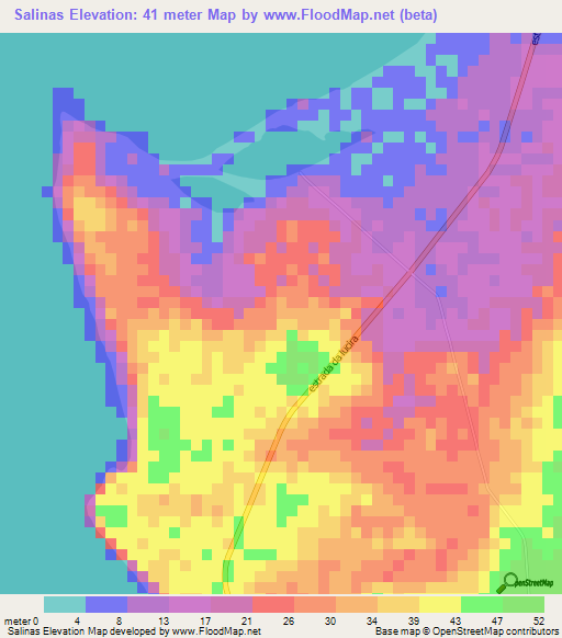 Salinas,Angola Elevation Map
