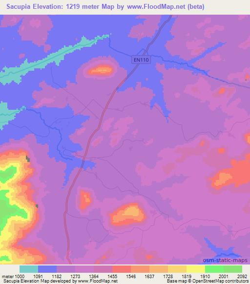 Sacupia,Angola Elevation Map