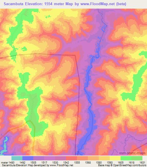 Sacambuta,Angola Elevation Map