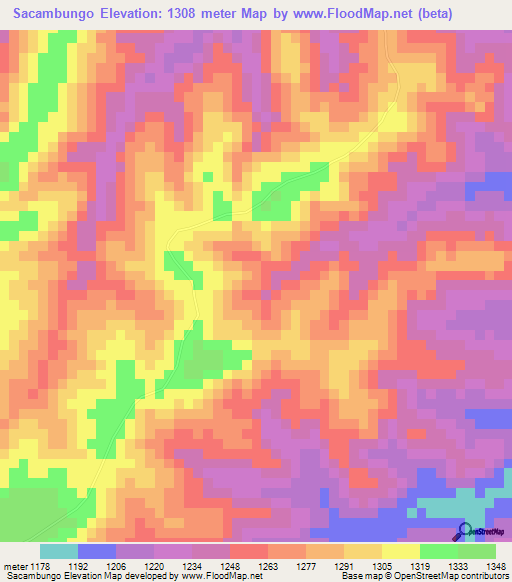 Sacambungo,Angola Elevation Map