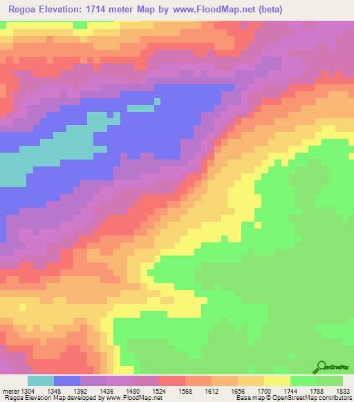 Regoa,Angola Elevation Map