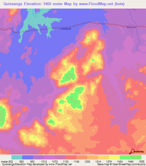 Quissange,Angola Elevation Map