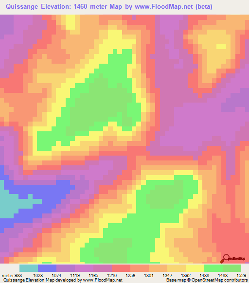 Quissange,Angola Elevation Map