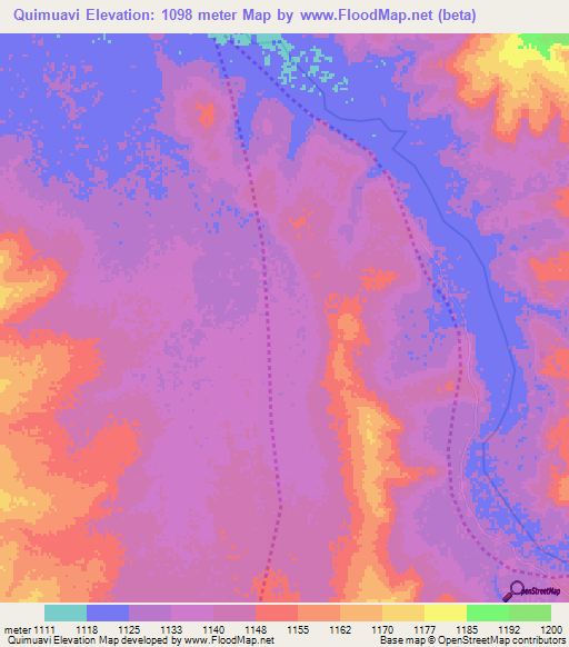 Quimuavi,Angola Elevation Map