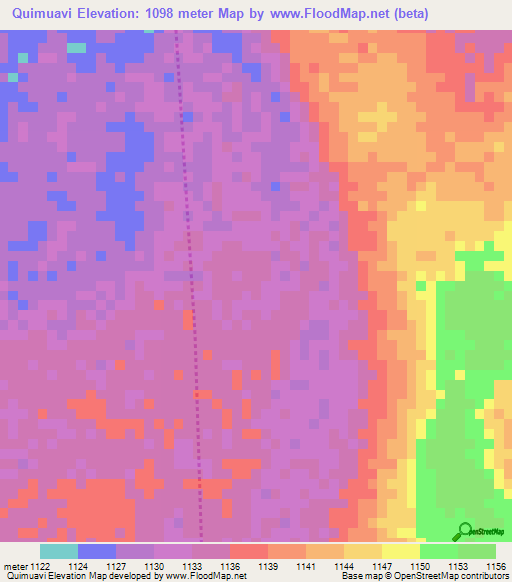 Quimuavi,Angola Elevation Map