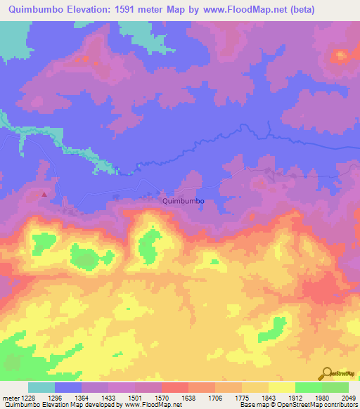Quimbumbo,Angola Elevation Map