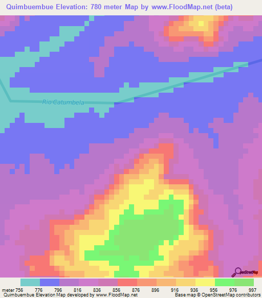 Quimbuembue,Angola Elevation Map