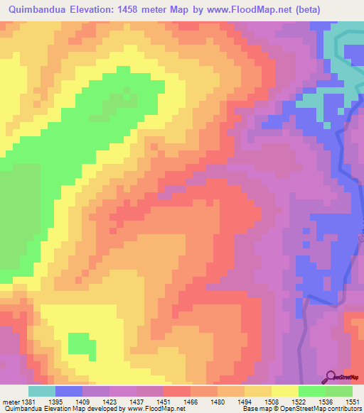 Quimbandua,Angola Elevation Map