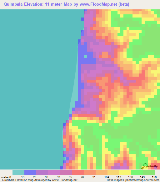 Quimbala,Angola Elevation Map