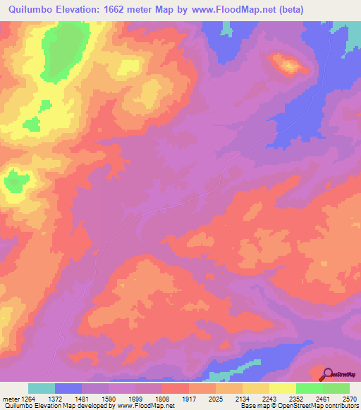 Quilumbo,Angola Elevation Map