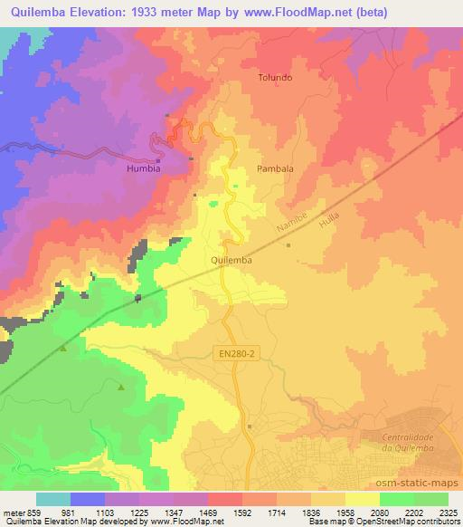 Quilemba,Angola Elevation Map