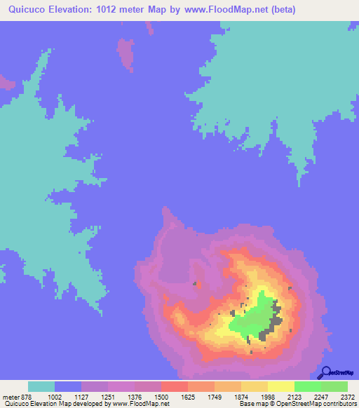 Quicuco,Angola Elevation Map