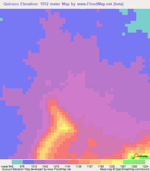 Quicuco,Angola Elevation Map