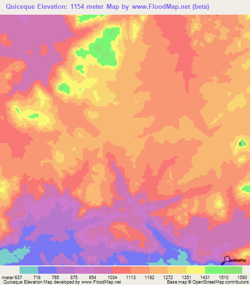 Quiceque,Angola Elevation Map