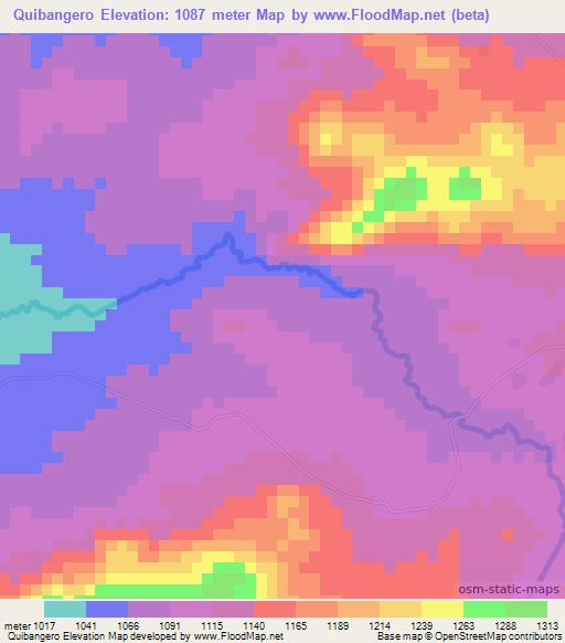 Quibangero,Angola Elevation Map