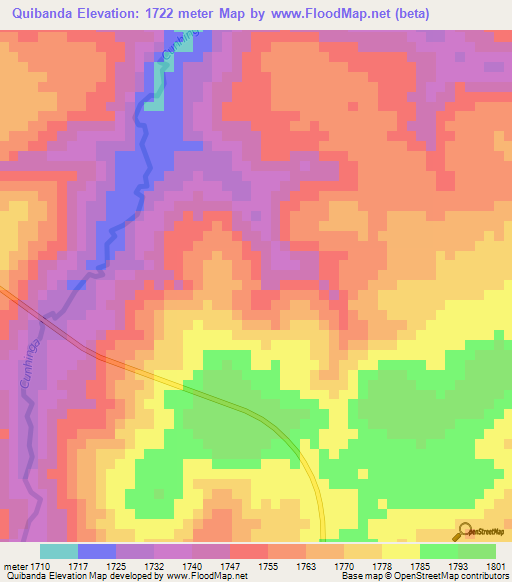 Quibanda,Angola Elevation Map