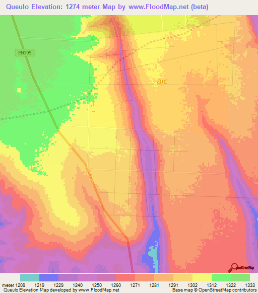 Queulo,Angola Elevation Map