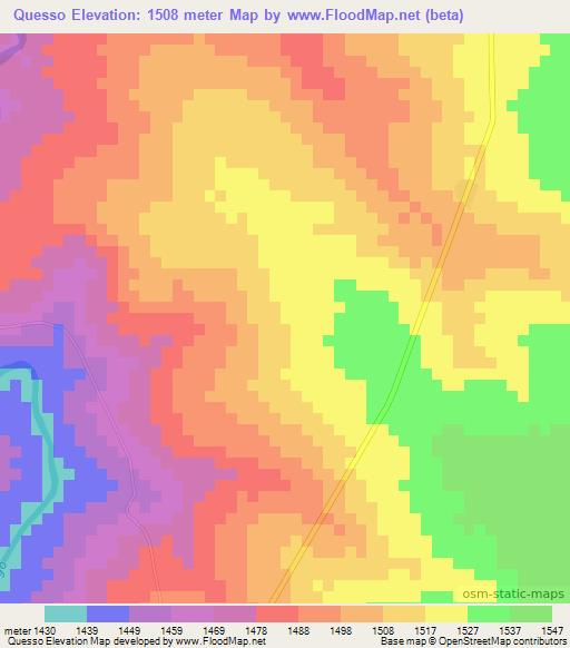 Quesso,Angola Elevation Map