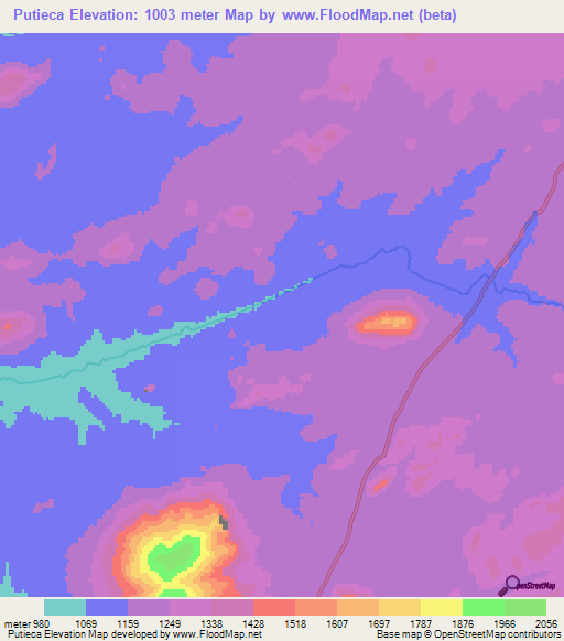 Putieca,Angola Elevation Map