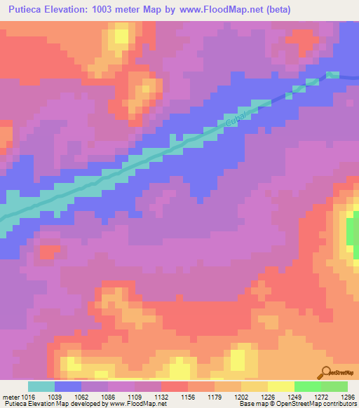 Putieca,Angola Elevation Map