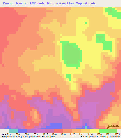 Pungu,Angola Elevation Map
