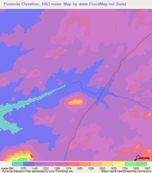 Punende,Angola Elevation Map