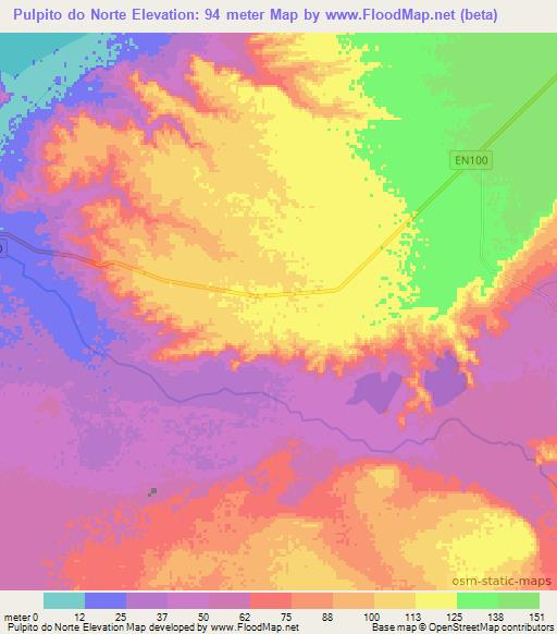 Pulpito do Norte,Angola Elevation Map